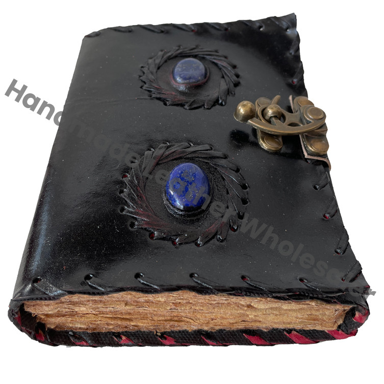 2025 Business Planner Stone Leather Custom Notebooks Hardcover Black Cover Gifts Handmade Book Shadows Blank Spells Recyclable