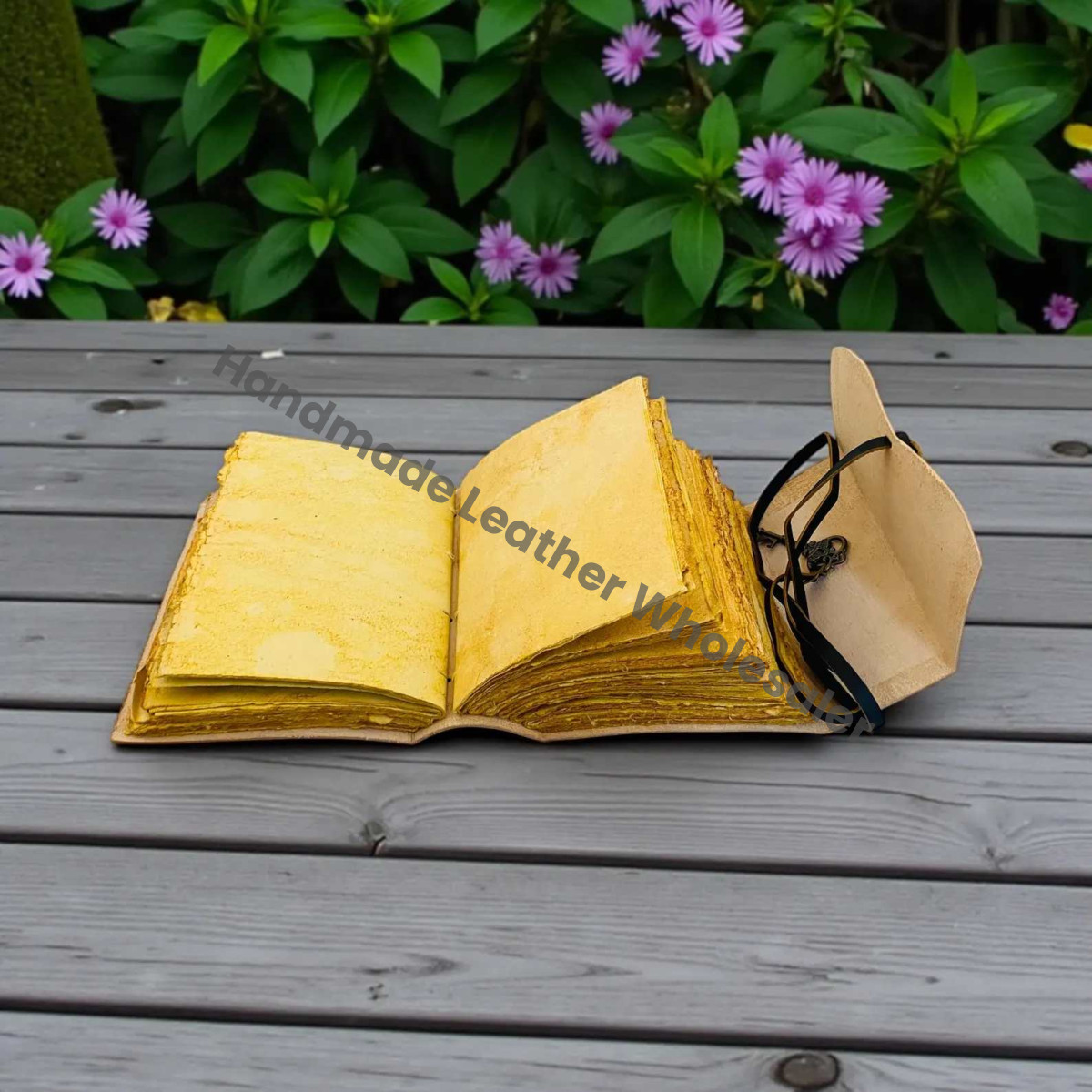 Fox Leather Journal | Handmade Grimoire Fat Journal -Brass Key Closure | Blank Spell Book of Shadows | Celestial Gift for Christmas