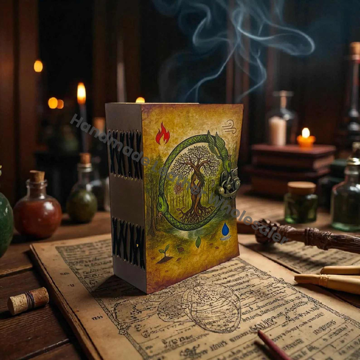 Tree of Life Leather Grimoire: Vintage Spell Book of Shadows Blank Witchcrafts journal