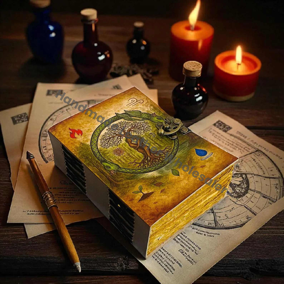 Tree of Life Leather Grimoire: Vintage Spell Book of Shadows Blank Witchcrafts journal