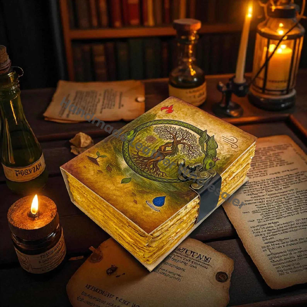 Tree of Life Leather Grimoire: Vintage Spell Book of Shadows Blank Witchcrafts journal