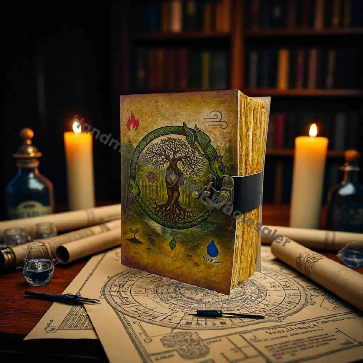 Tree of Life Leather Grimoire: Vintage Spell Book of Shadows Blank Witchcrafts journal