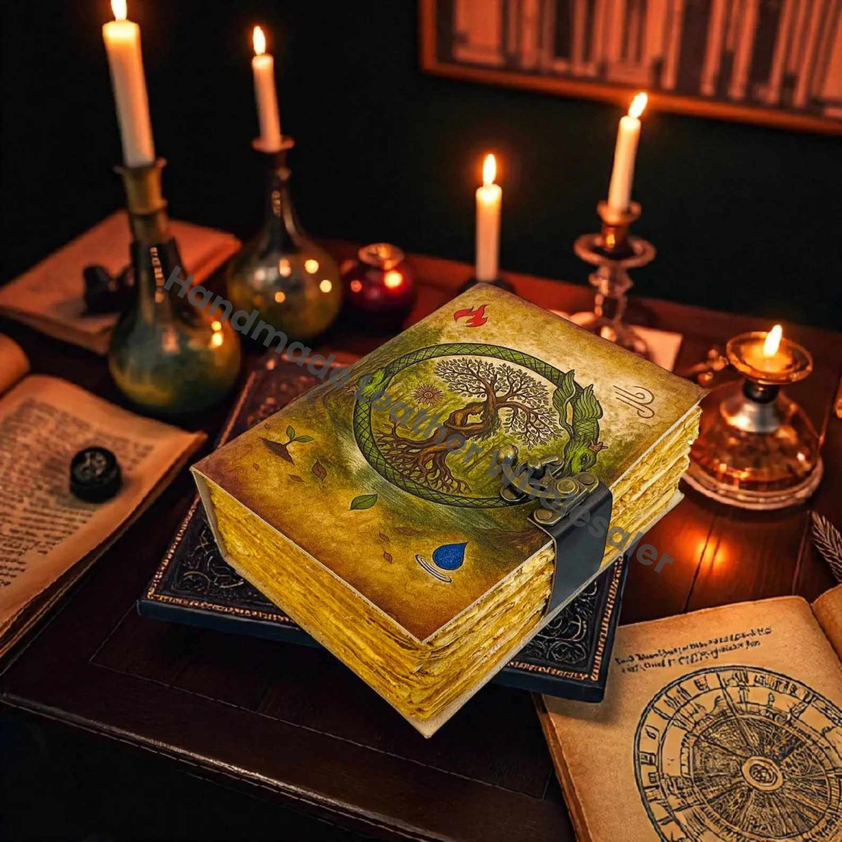 Tree of Life Leather Grimoire: Vintage Spell Book of Shadows Blank Witchcrafts journal