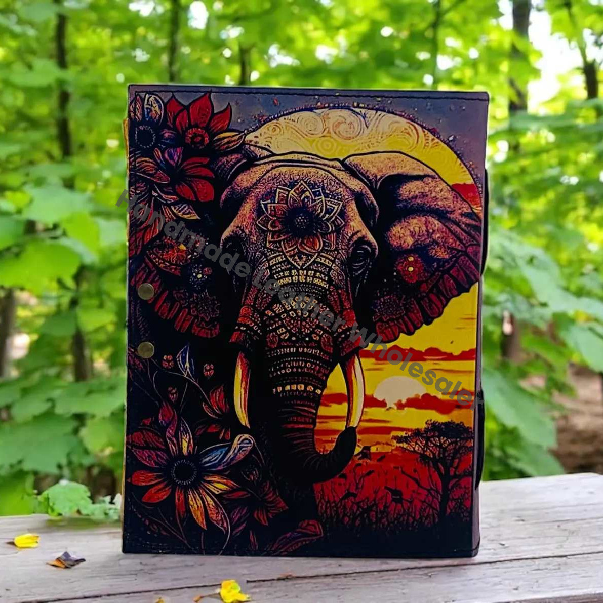 Handmade Elephant Mandala Leather Spiritual  Journal with Lock Boho Notebook Writing Journal for Writers, Artists gift
