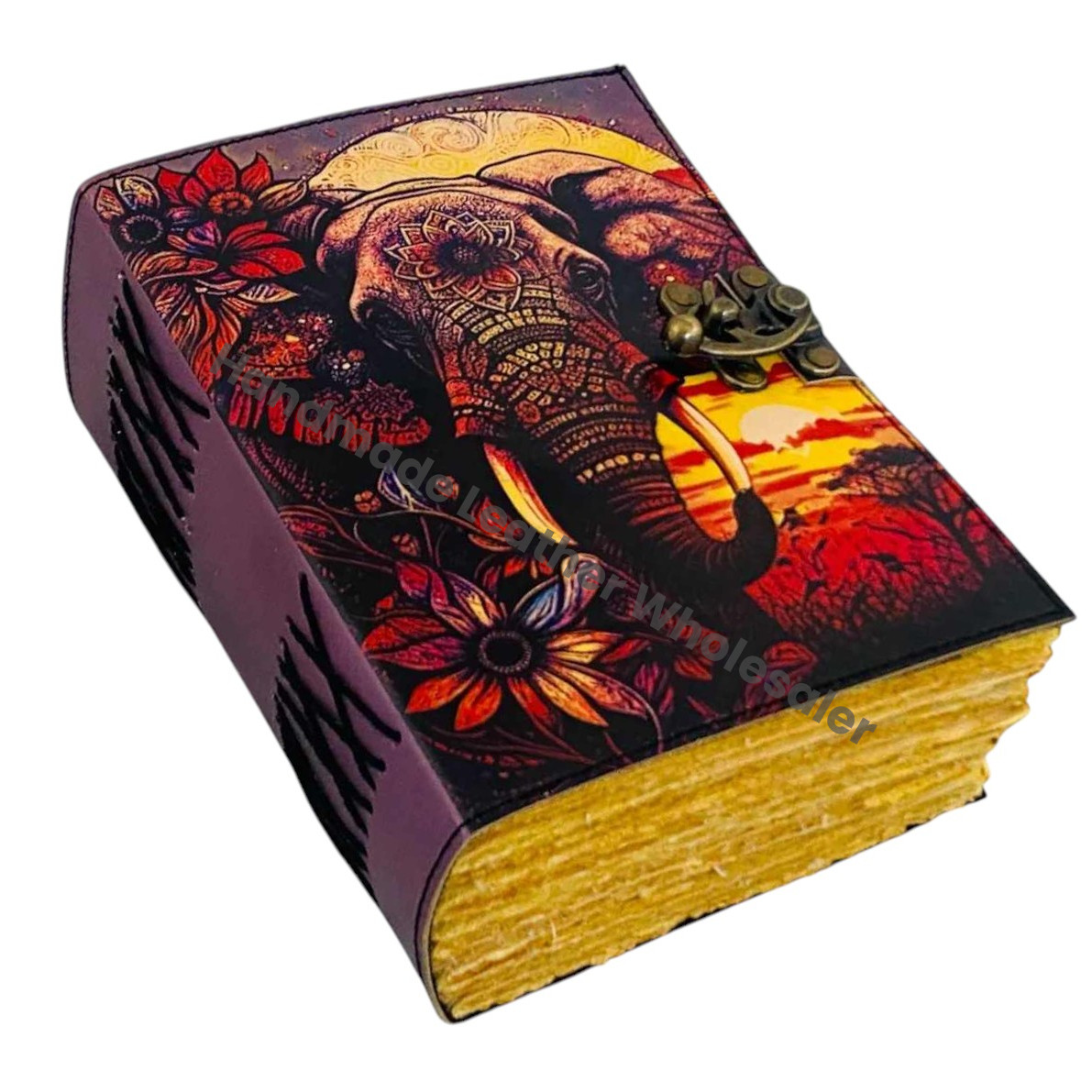 Handmade Elephant Mandala Leather Spiritual  Journal with Lock Boho Notebook Writing Journal for Writers, Artists gift