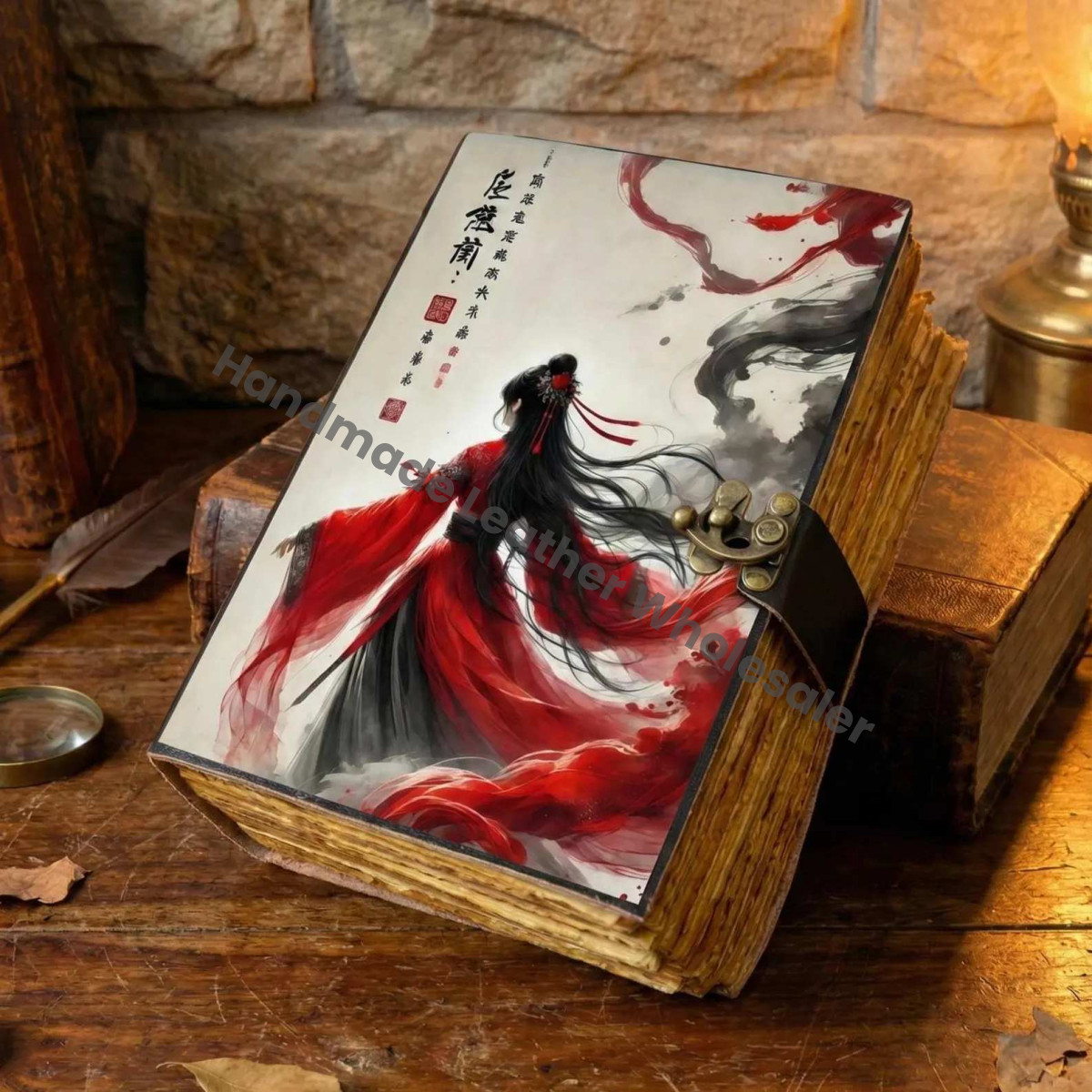 Ancient Style Grimoire, Thick Book of Shadows, Fantasy Art Journal, Vintage Looking Spell Book,