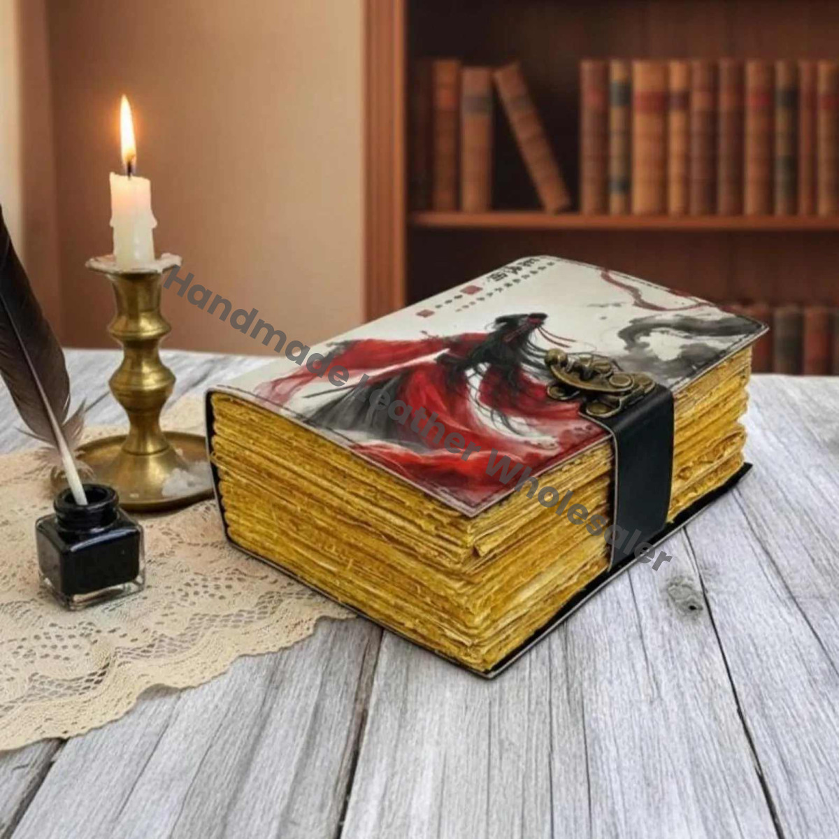 Ancient Style Grimoire, Thick Book of Shadows, Fantasy Art Journal, Vintage Looking Spell Book,