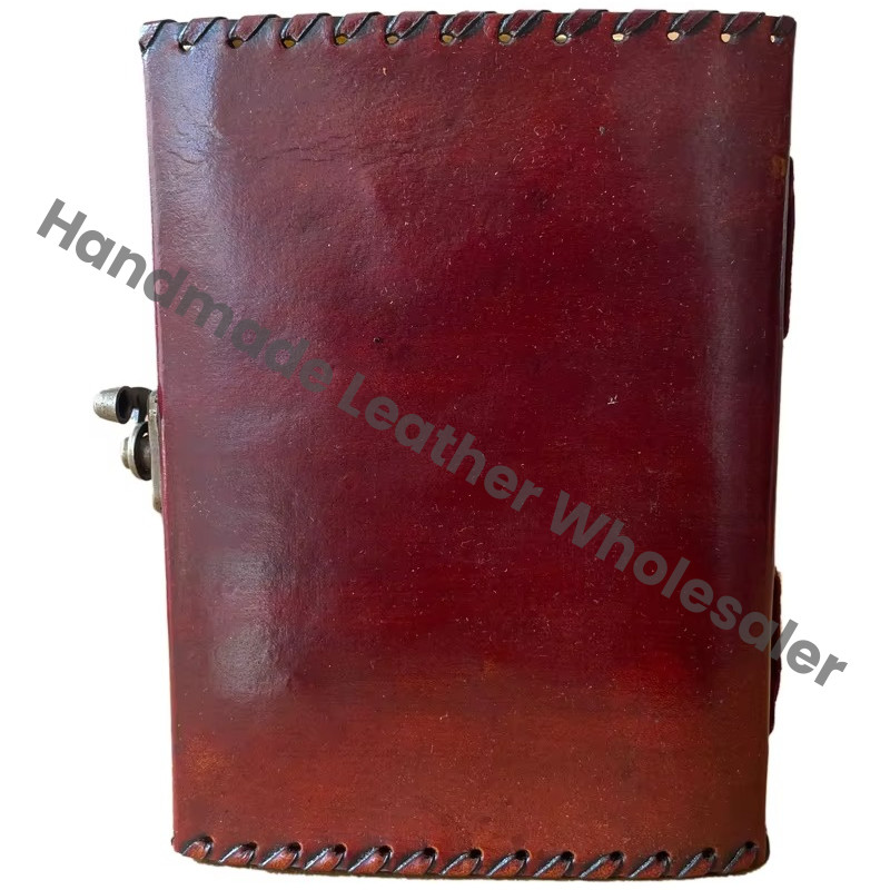 Antique Brown Handmade Leather Hardcover Address Book Planner with Eco-friendly Paper Personalized Leaf Design Unlined Pages