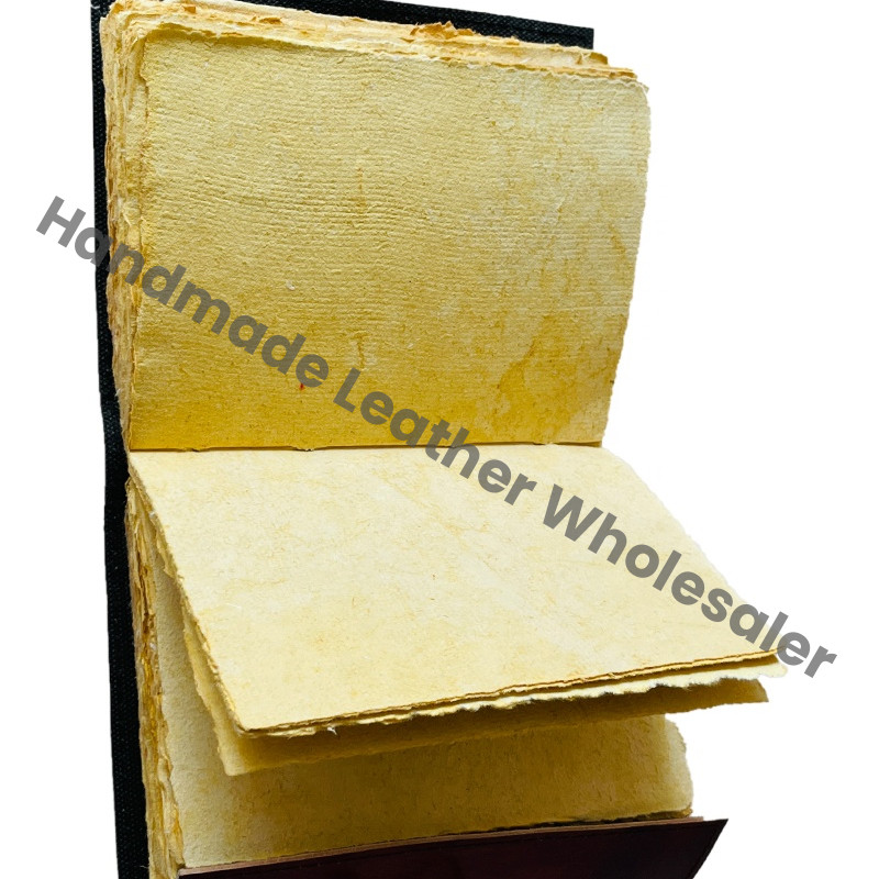 Antique Cross Handmade Hardcover Leather Notebook Thermal Binding Recyclable Handmade Paper Pages Gift Journal Office/School Use