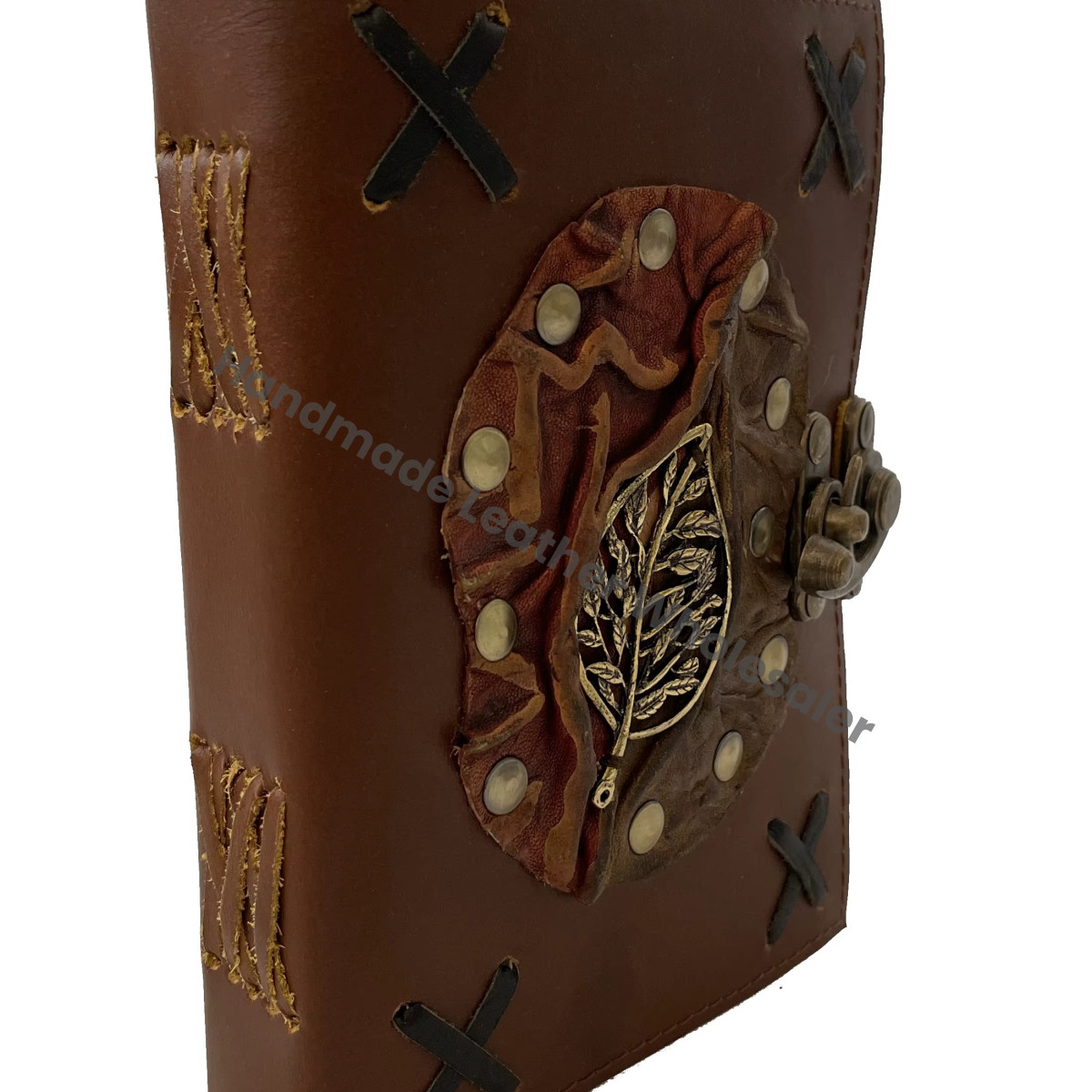 Antique Design Personalized Vintage Leather Hardcover Loose-Leaf Diary with Custom Logo and Packaging