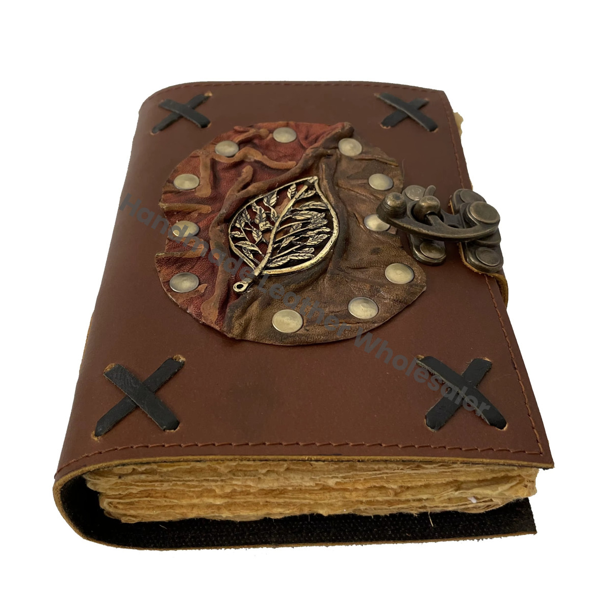 Antique Design Personalized Vintage Leather Hardcover Loose-Leaf Diary with Custom Logo and Packaging