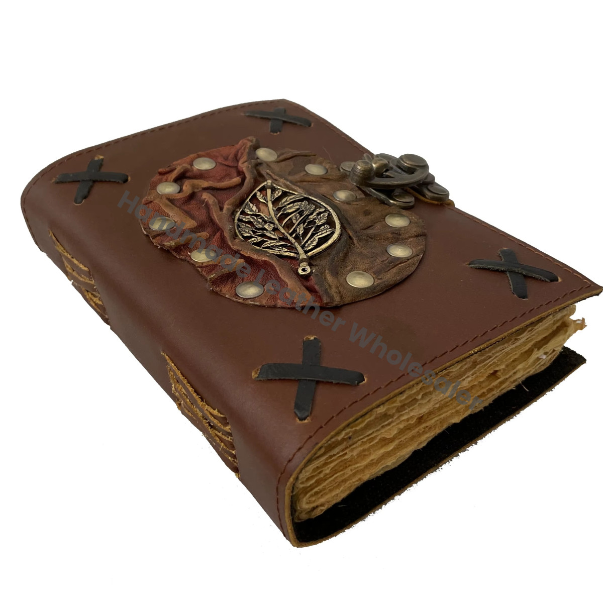 Antique Design Personalized Vintage Leather Hardcover Loose-Leaf Diary with Custom Logo and Packaging