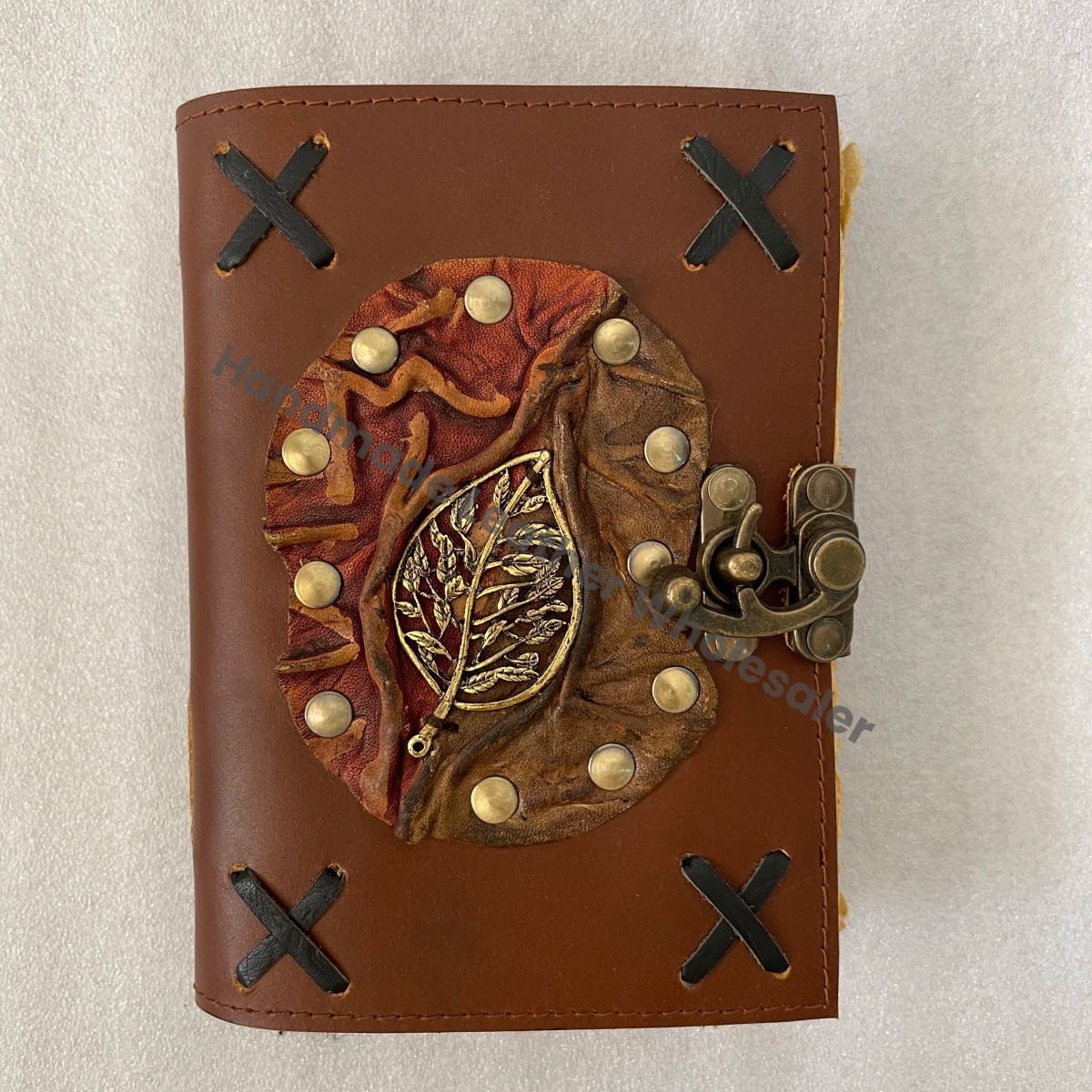 Antique Design Personalized Vintage Leather Hardcover Loose-Leaf Diary with Custom Logo and Packaging