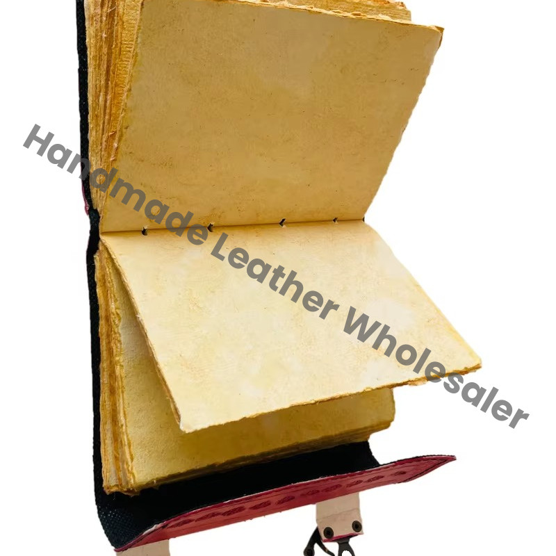 Antique Flower Heart Leather Journal Rose Embossed Charcoal Book Thermal Binding Handmade Paper Personal Organizer Gift Him