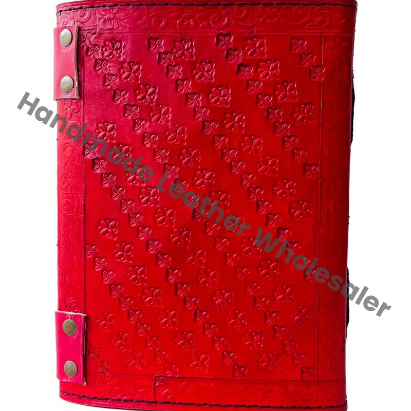 Antique Flower Heart Leather Journal Rose Embossed Charcoal Book Thermal Binding Handmade Paper Personal Organizer Gift Him