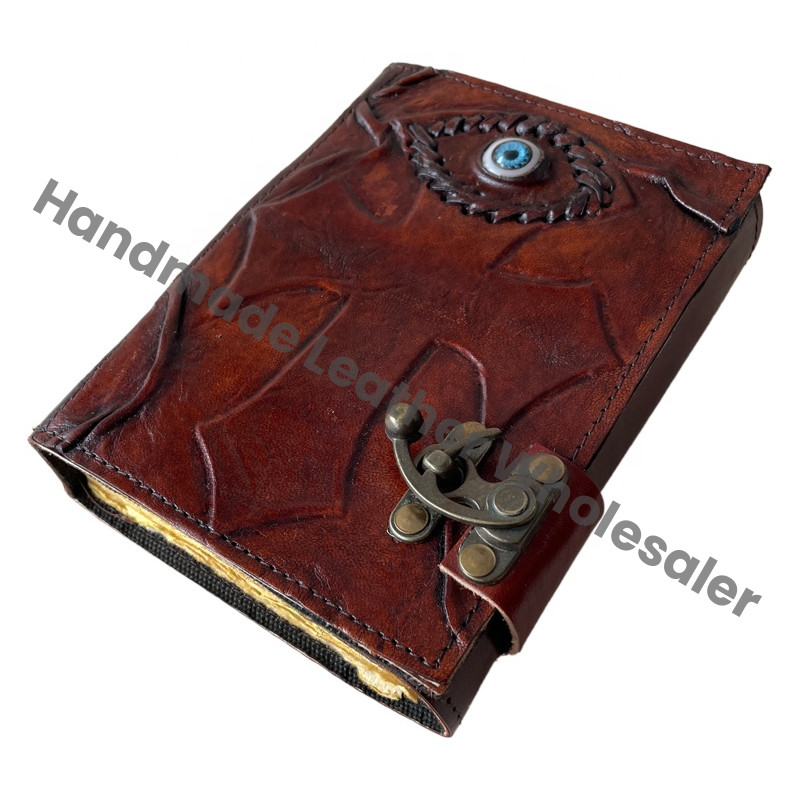 Antique Handmade Deckle Edge Paper Cross Eye Brown Vintage Leather Journal Sketchbook Book Wiccan Journals Notebooks Charmed