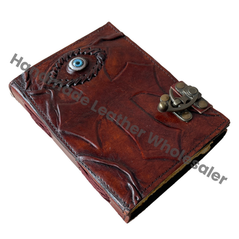 Antique Handmade Deckle Edge Paper Cross Eye Brown Vintage Leather Journal Sketchbook Book Wiccan Journals Notebooks Charmed