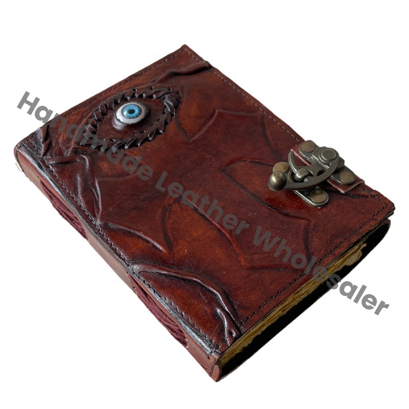 Antique Handmade Deckle Edge Paper Cross Eye Brown Vintage Leather Journal Sketchbook Book Wiccan Journals Notebooks Charmed