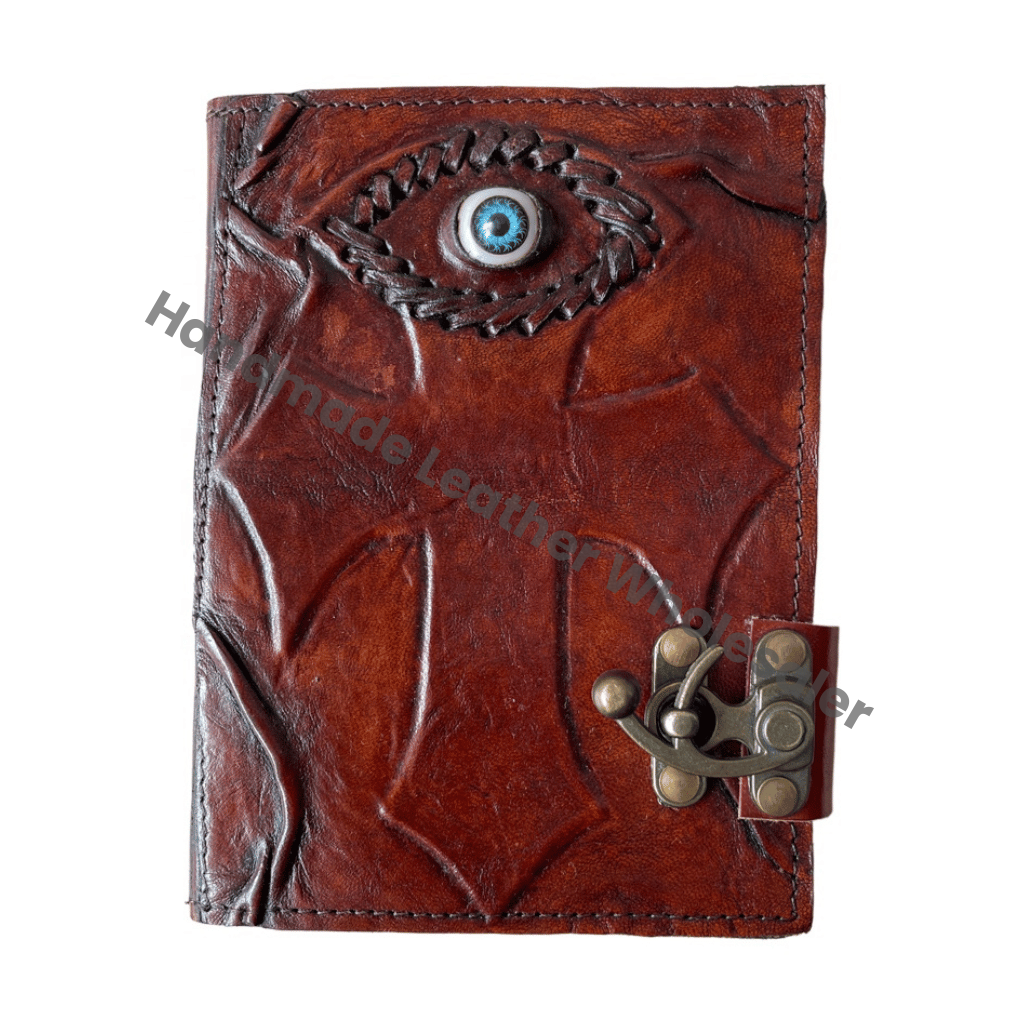 Antique Handmade Deckle Edge Paper Cross Eye Brown Vintage Leather Journal Sketchbook Book Wiccan Journals Notebooks Charmed