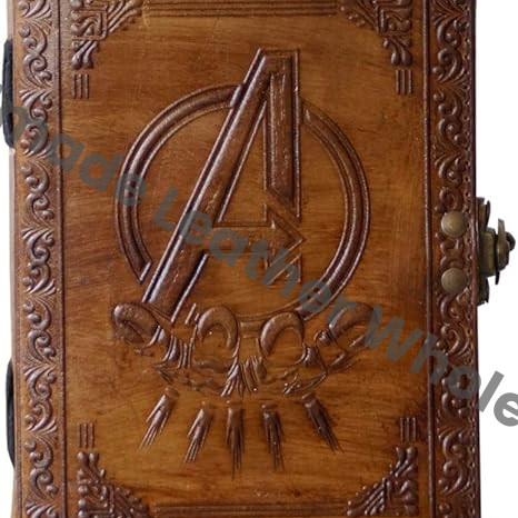 Avengers Marvels Logo Embossed Vintage Leather Sketchbook Journal Writing Notebook for Men & Women Leather Bound Notebook Daily Notepad