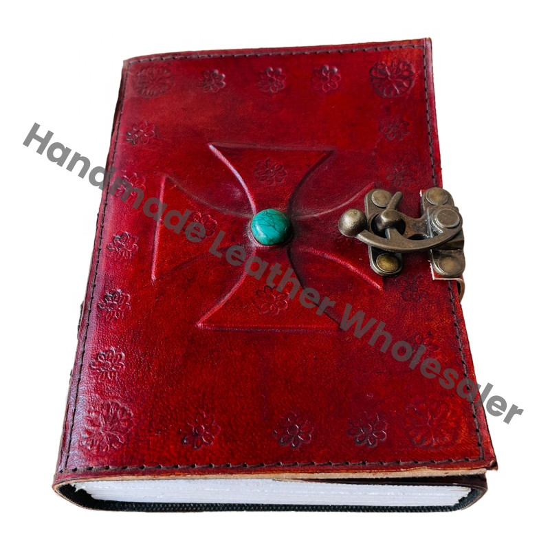 Beautiful Stone Vintage Leather Hardcover Journal Antique Handmade Cotton Paper Brown Drawing Sketchbook Custom Logo Gift