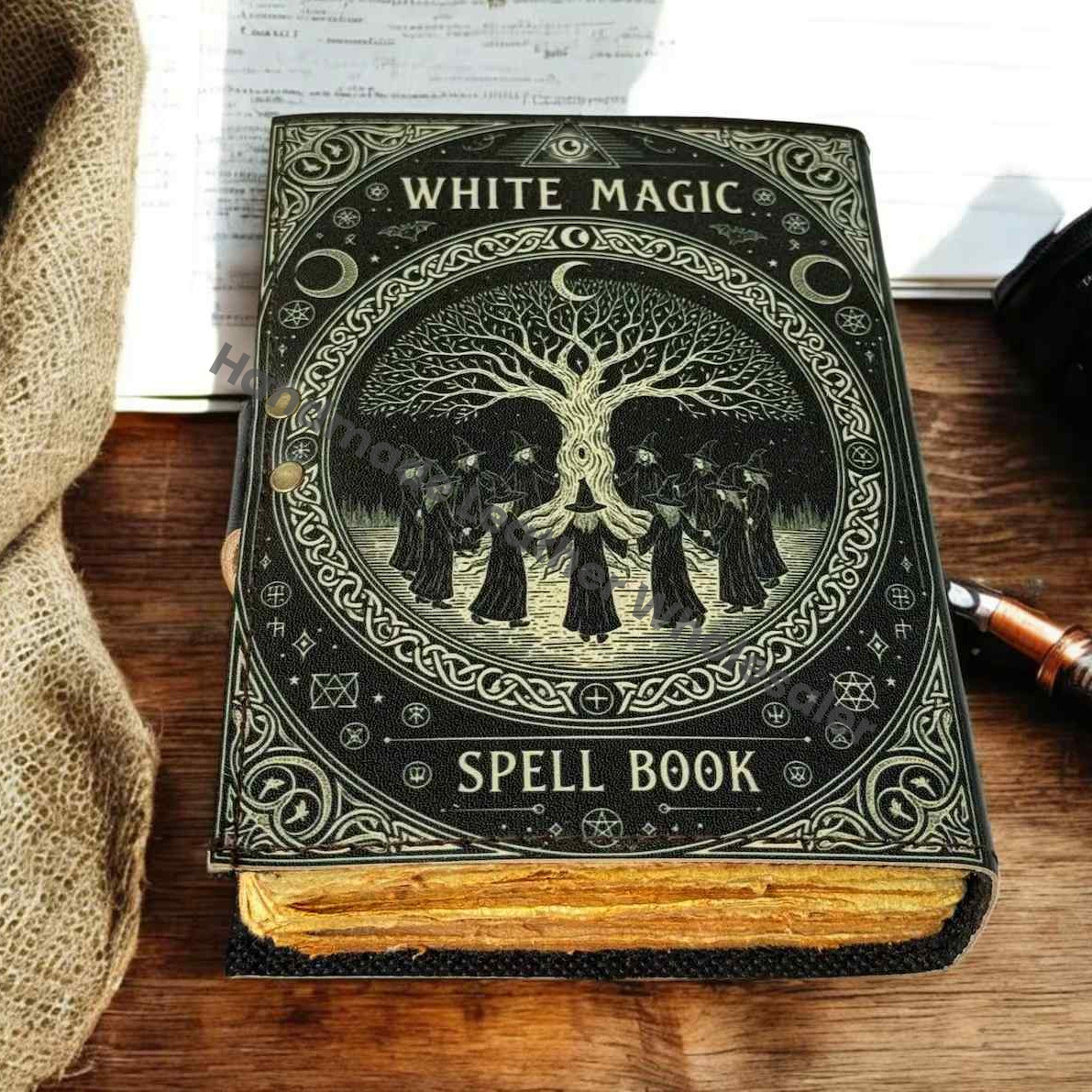 Black Magic Spell Book, Leather Grimoire Journal, Book of Shadows, Wiccan Tarot Notebook, Occult Ritual Writing, Handmade Fantasy Notebook