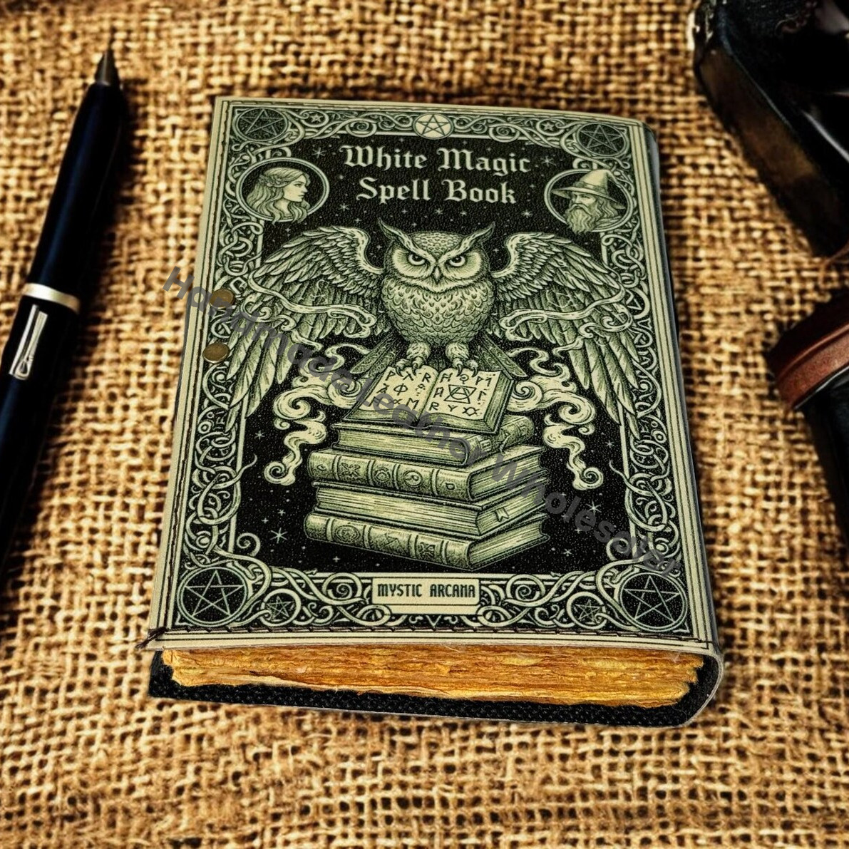 Black Magic Spell Book, Leather Grimoire Journal, Book of Shadows, Wiccan Tarot Notebook, Occult Ritual Writing, Handmade Fantasy Notebook