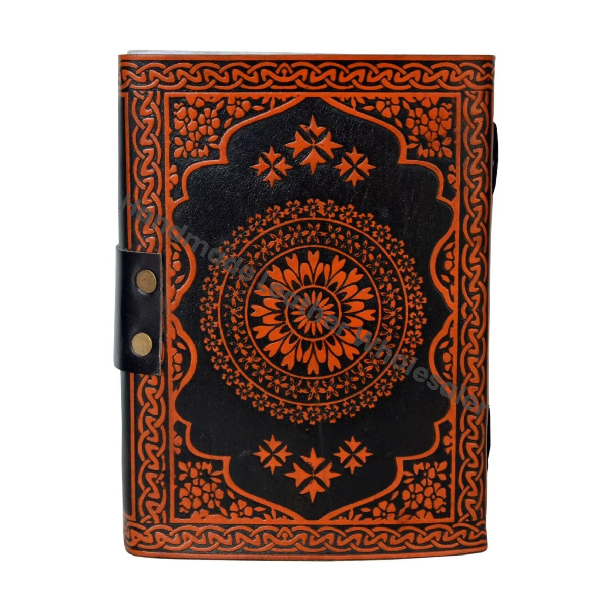 Black Orange Leather Hardcover Celtic Knot Journal Handmade Recyclable Paper Custom Logo Option Gift Travel
