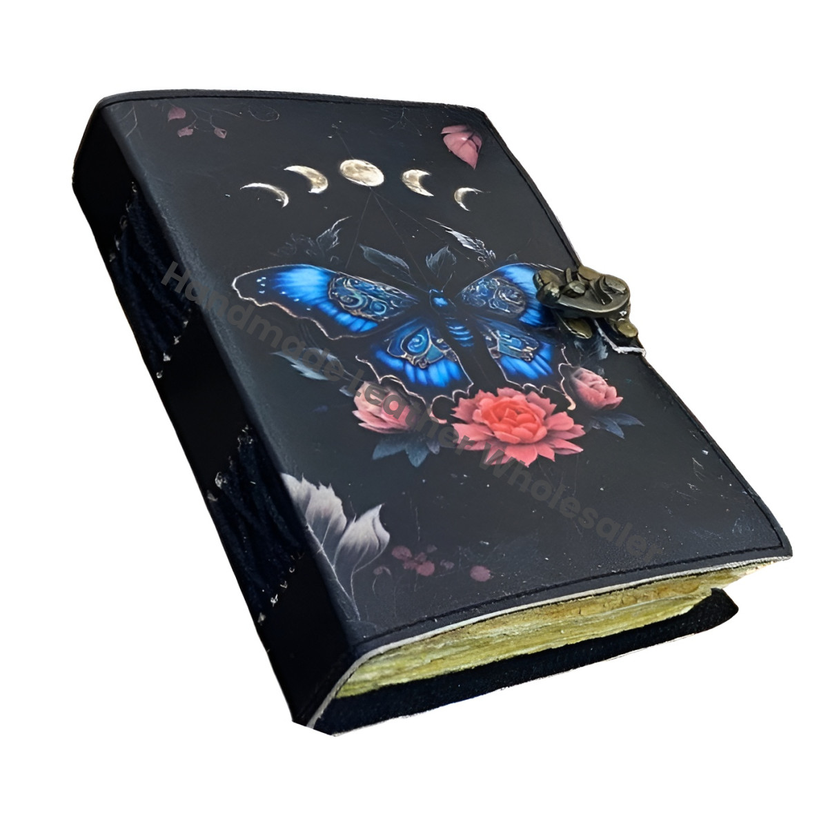 Blank Spell Book of Shadows Luna Moth Journal Witchcraft Supplies and Butterfly print Journal Handmade deckle Edge paper gifts for Men Women