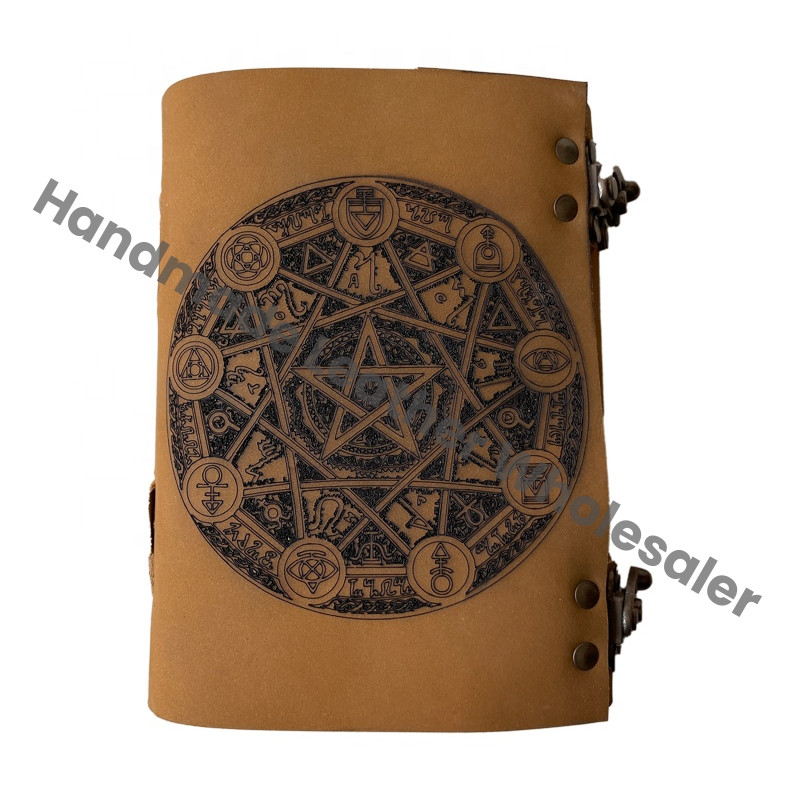 Blank Spell Book Shadows Journal Saddle Stitching Spiral Pentagram Laser Cut Handmade Diary Prayer Vintage Bound Notebook