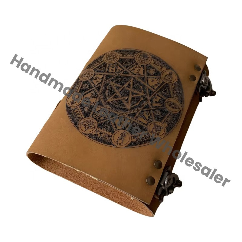 Blank Spell Book Shadows Journal Saddle Stitching Spiral Pentagram Laser Cut Handmade Diary Prayer Vintage Bound Notebook