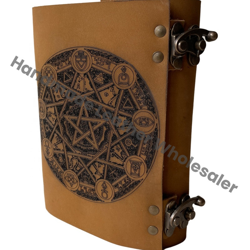 Blank Spell Book Shadows Journal Saddle Stitching Spiral Pentagram Laser Cut Handmade Diary Prayer Vintage Bound Notebook