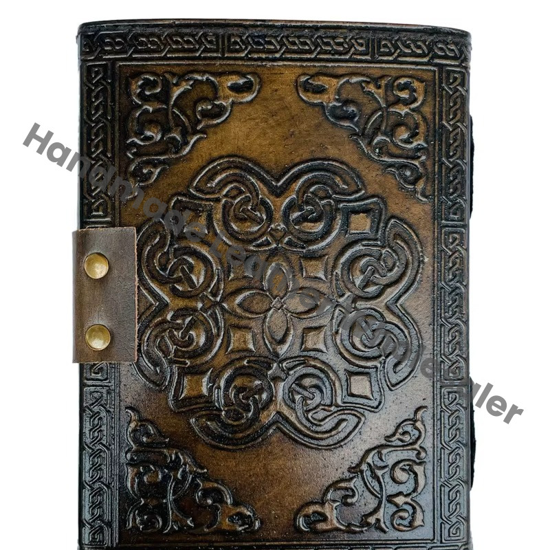 Blank Spell Stone on Women Book of Shadows Journal With Lock Clasp Prop Vintage Leather Diary Embossed Wiccan Notebook Daily