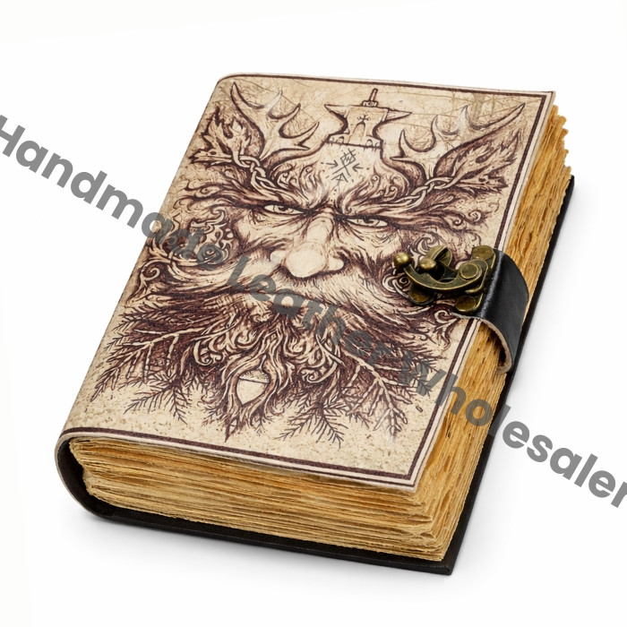 Book of Shadow Leather Grimoire Journal: Handstitched Spell Book with Brass Clasp