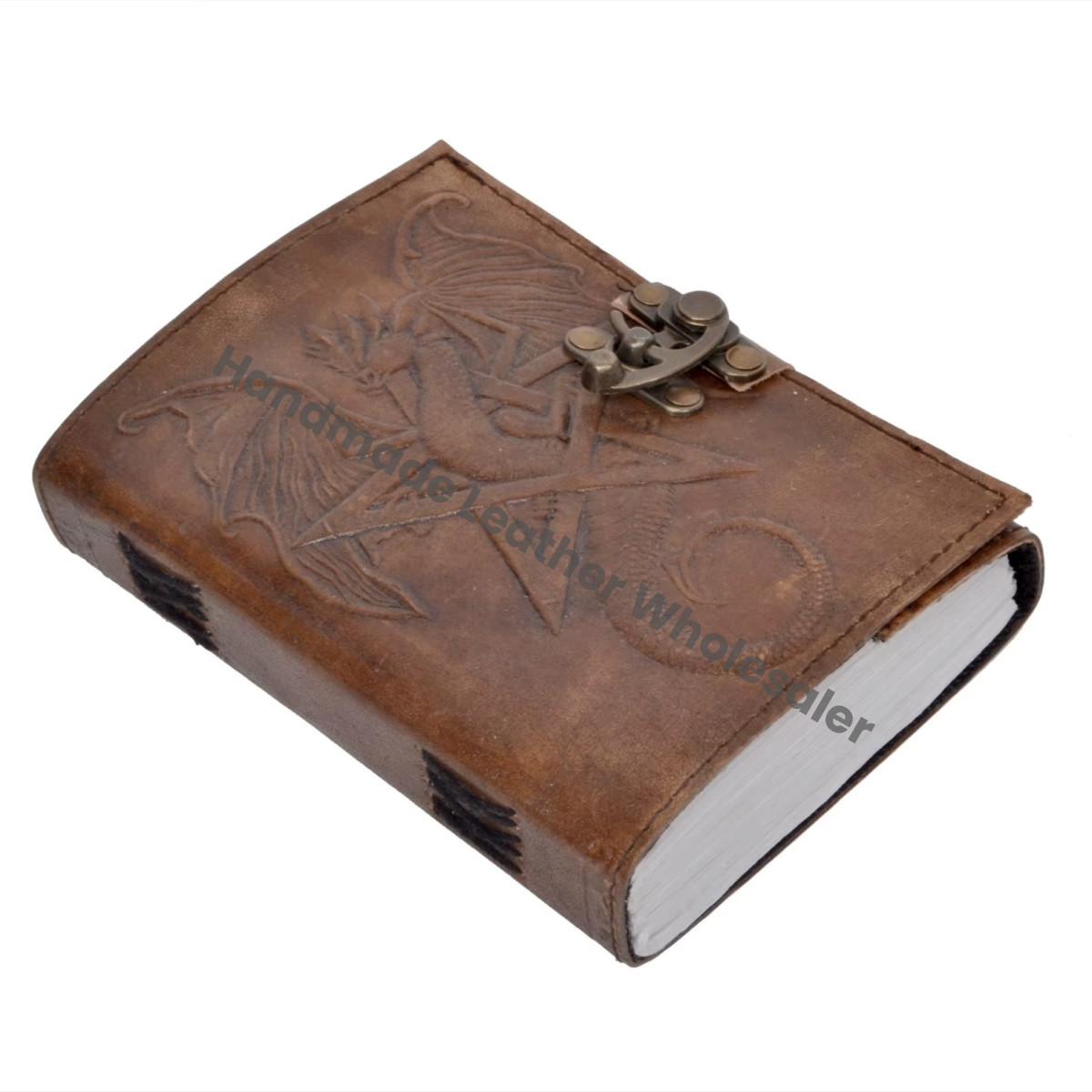 Book of Shadows Dragon Leather Hardcover Notebook Office Embossed Grimoire Handmade College Recyclable Handmade Paper Blank Gift