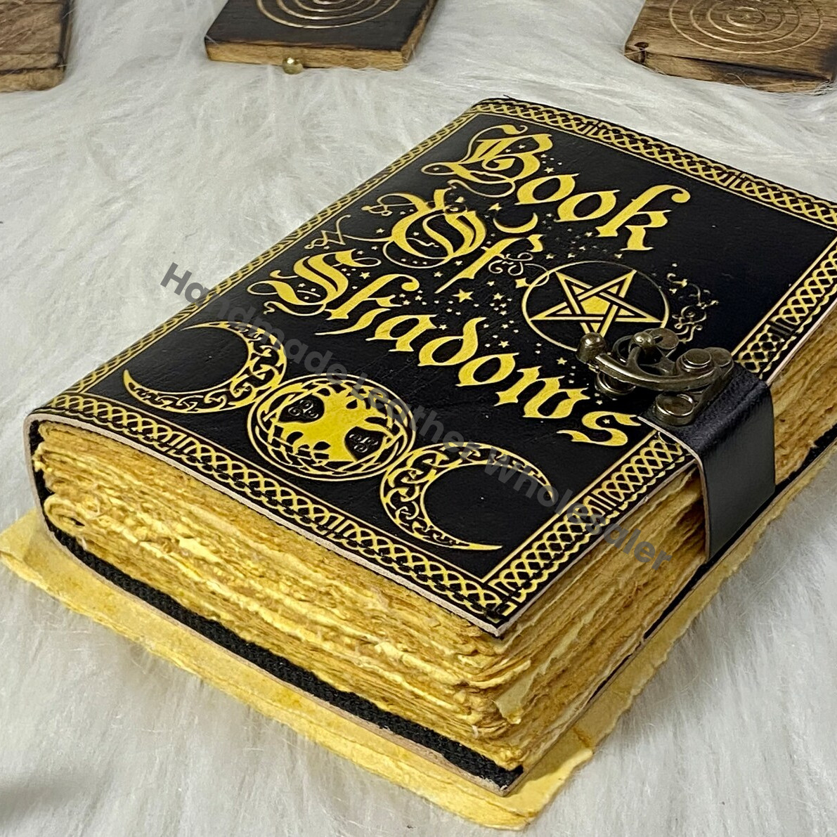 Book of Shadows : Handmade Leather Grimoire Journal with Deckle Edge Paper