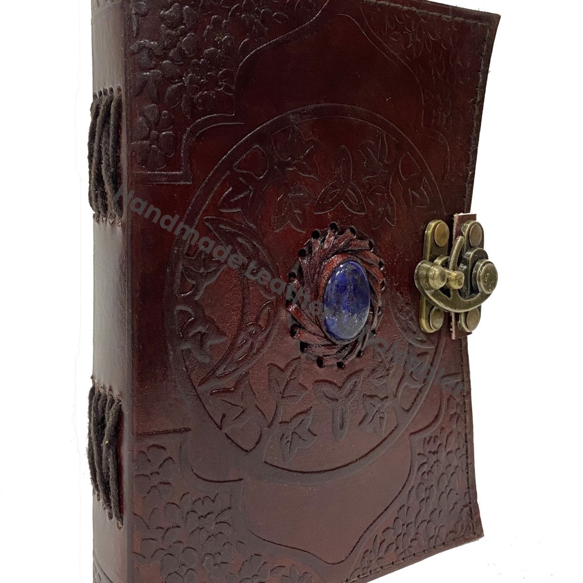 Book of Shadows Leather Address Book Embossed Celtic Triple Moon with Third Eye Stone Handmade Gift & Sketchbook