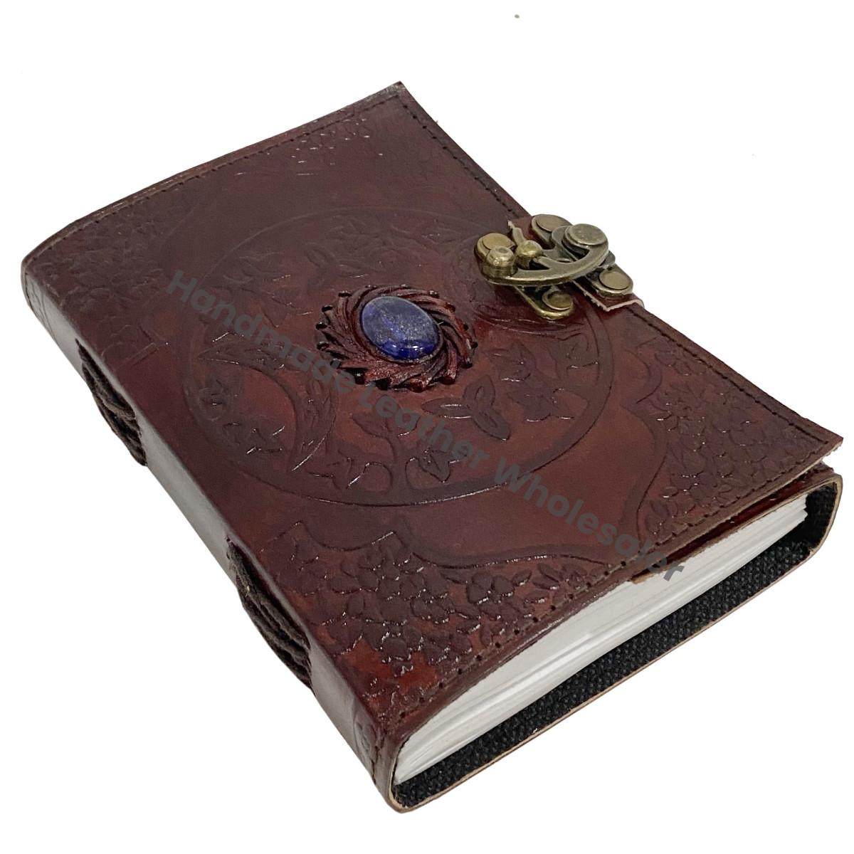 Book of Shadows Leather Address Book Embossed Celtic Triple Moon with Third Eye Stone Handmade Gift & Sketchbook