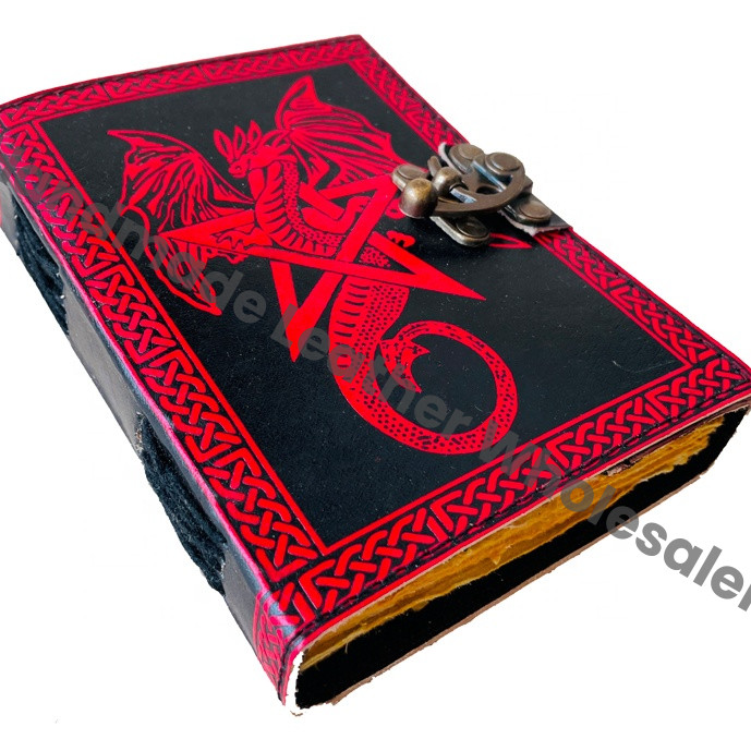 Book of Shadows Star Pentagram Dragon Vintage Journal Women Large Spiral Binding Sketchbook Deckle Old Pages Blank Travel Gift