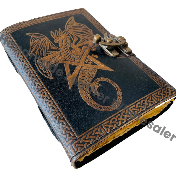 Book of Shadows Star Pentagram Sketchbook Vintage Journal Leather Journal for Women Large Deckle Old Pages Blank Books