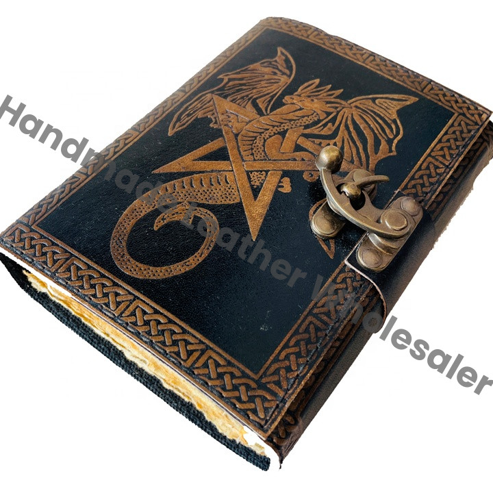 Book of Shadows Star Pentagram Sketchbook Vintage Journal Leather Journal for Women Large Deckle Old Pages Blank Books