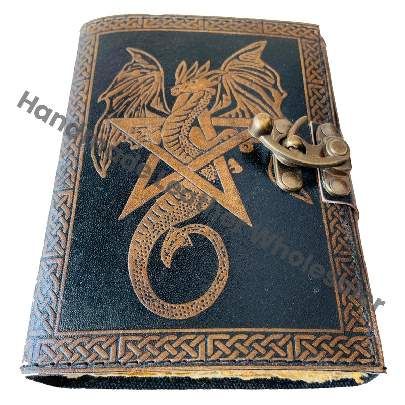 Book of Shadows Star Pentagram Sketchbook Vintage Journal Leather Journal for Women Large Deckle Old Pages Blank Books