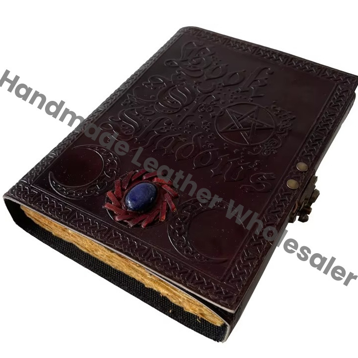 Book of Shadows Stone Leather Journal Spiral Binding Bound Custom Notebook with Craft Paper Cheap Price Blank Journal
