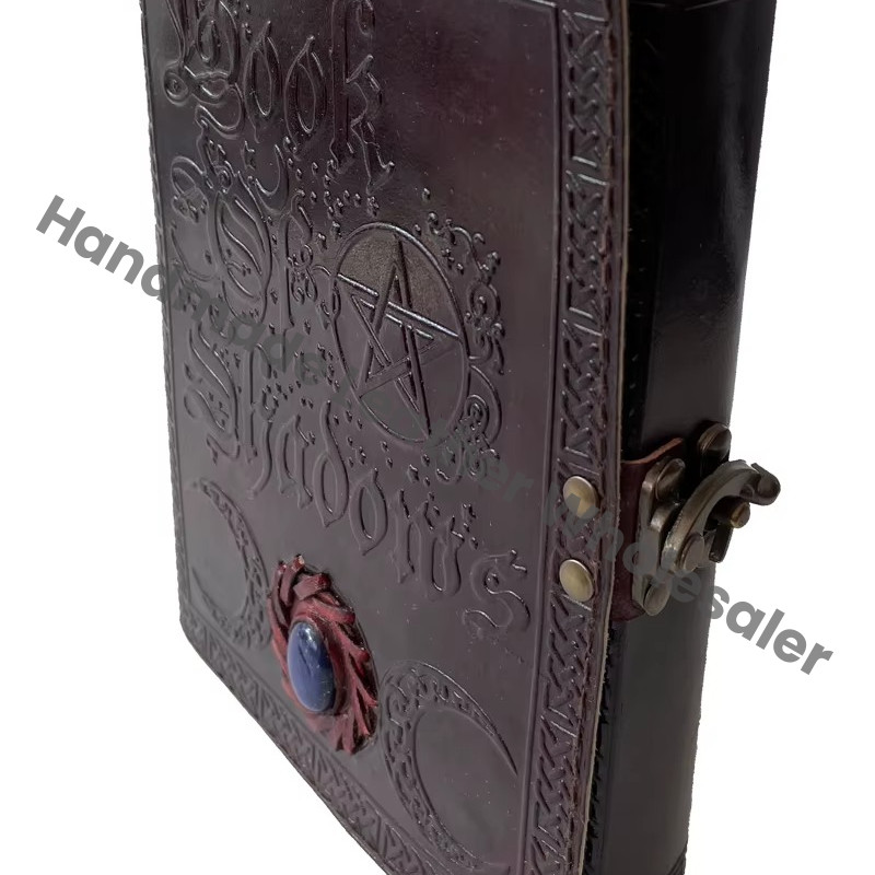 Book of Shadows Stone Leather Journal Spiral Binding Bound Custom Notebook with Craft Paper Cheap Price Blank Journal