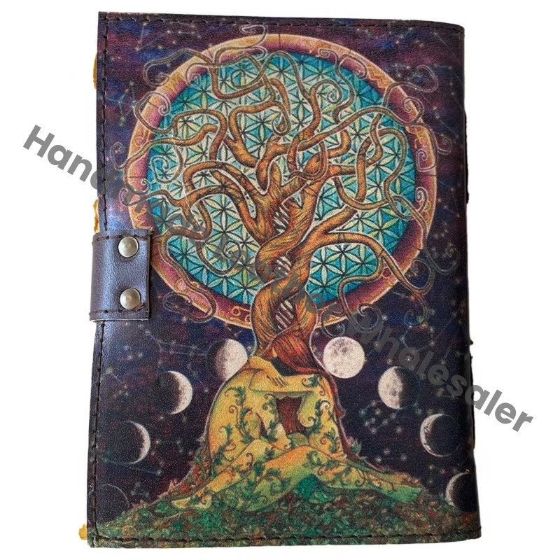 Book of Shadows Vintage Decor Deckle Art Paper Loving Couple Under Tree Leather Gift Book Wiccan Witchcraft Sketchbook Drawing
