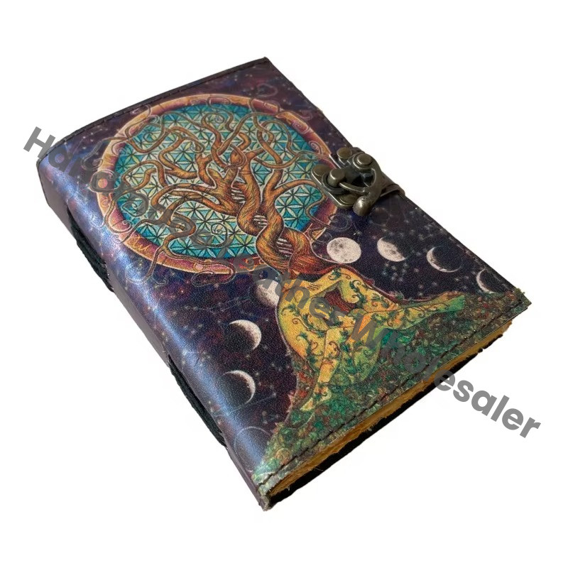 Book of Shadows Vintage Decor Deckle Art Paper Loving Couple Under Tree Leather Gift Book Wiccan Witchcraft Sketchbook Drawing