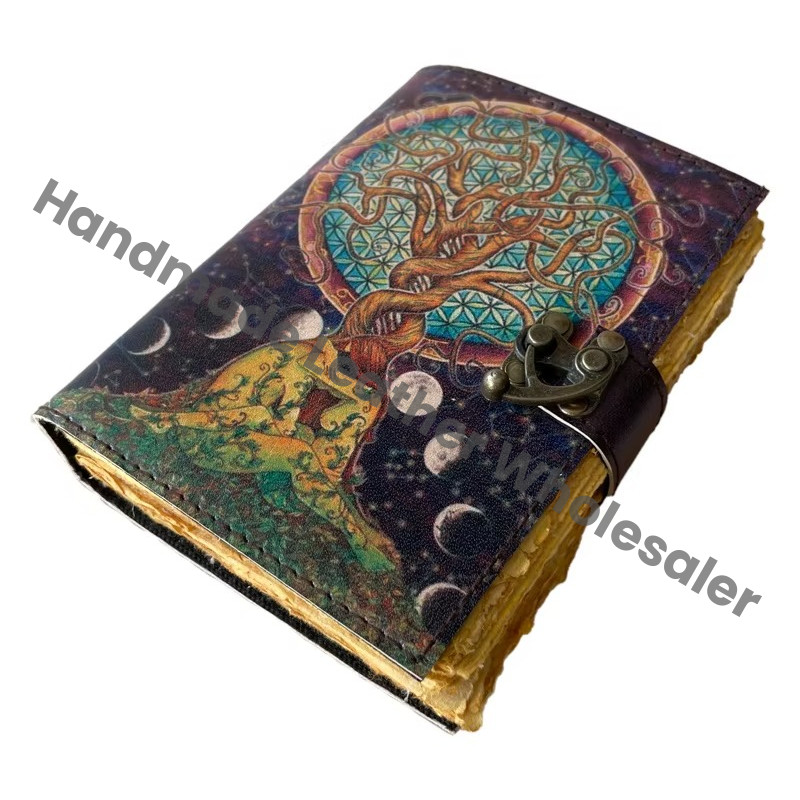 Book of Shadows Vintage Decor Deckle Art Paper Loving Couple Under Tree Leather Gift Book Wiccan Witchcraft Sketchbook Drawing