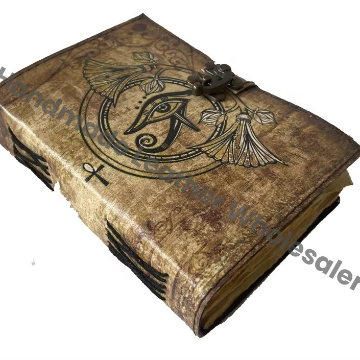 Book of Spells Leather Journal Deckle Edge Paper Third Eye Grimoire Journal Vintage Leather Journal Book of Shadows