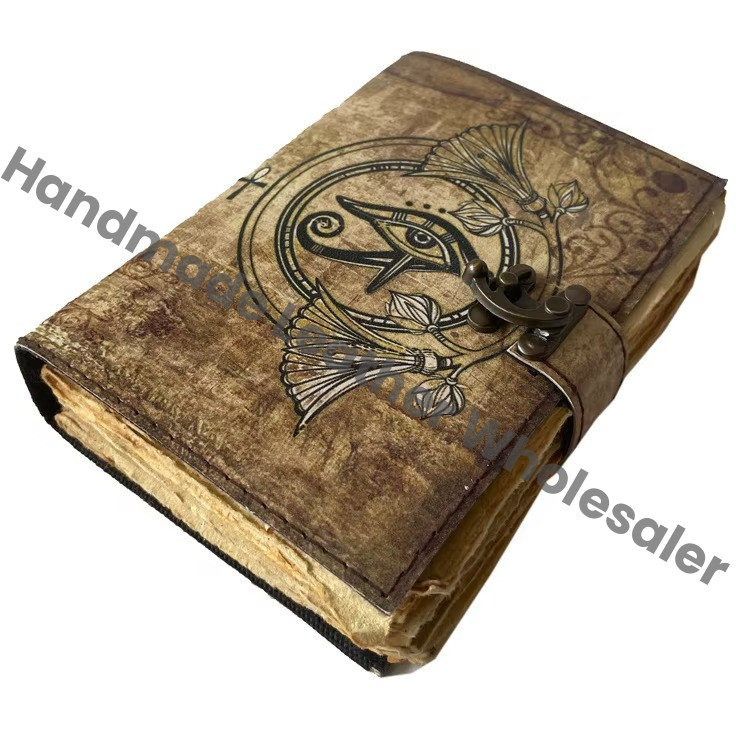 Book of Spells Leather Journal Deckle Edge Paper Third Eye Grimoire Journal Vintage Leather Journal Book of Shadows