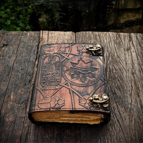 Book of the Dead Grimoire | Handmade Leather Journal, Egyptian Prop Replica Notebook